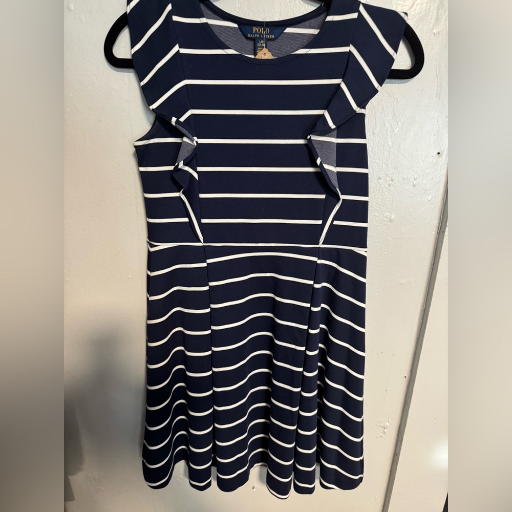 Polo Girls Ralph Lauren Navy and White Striped Dress